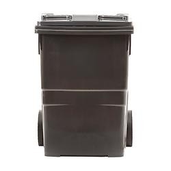 Bilden föreställer en mörkgrå tunna för plastförpackningar